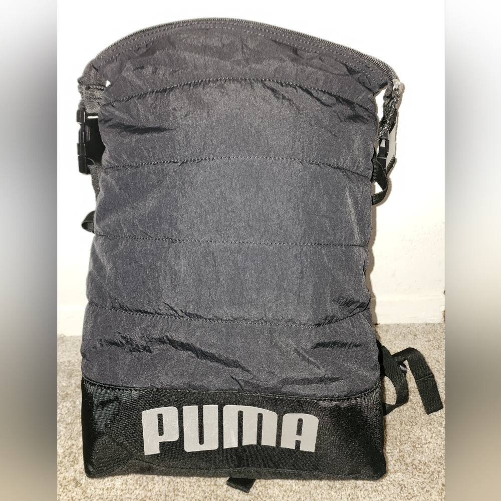 PUMA Black Plush Zip-Top Backpack (EUC)